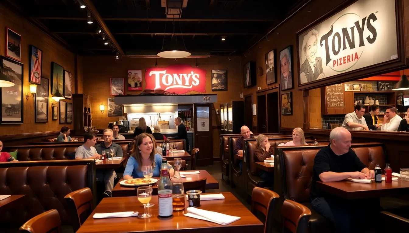 interior of a family-friendly Italian restaurant with warm ambiance.